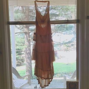 Silk halter hi low dress